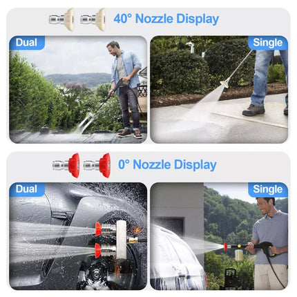 Dual Angle Pressure Washer Spray Nozzle 1/4" Quick Connect