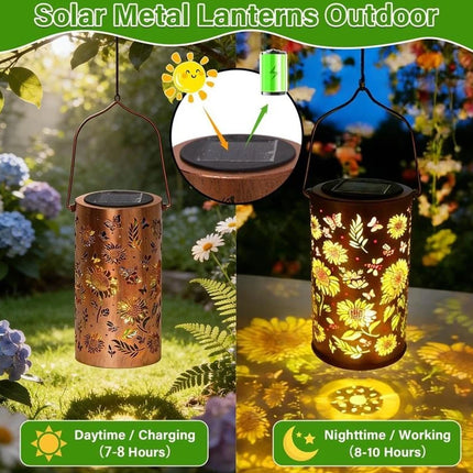 Sunflower Solar Hanging Lantern, Waterproof Outdoor Garden Light
