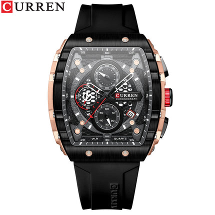 Men's Quartz Chronograph Wrist Watch, 3ATM Water Resistant, Silicone Strap Casual Sports Watch