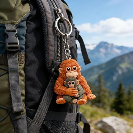 3D Printed Punch The Monkey Keychain, Cute Plush Hanging Pendant Key Ring