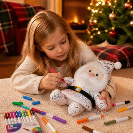DIY Paintable Blank Santa Claus Plush Toy, Unpainted Christmas Stuffed Doll for Hand‑Painting Craft Project