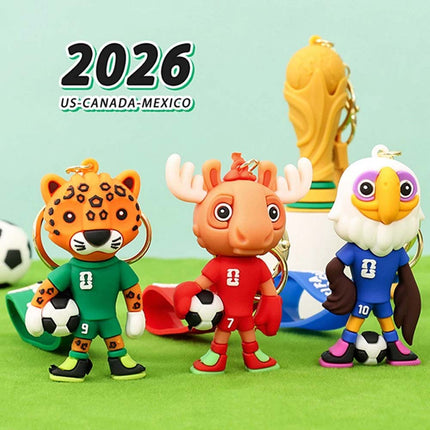 4 Pack 2026 World Cup Mascot Pendant Football Keychain Souvenir Collectible Keyrings