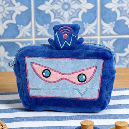 Cartoon Tech Character Plush Pouch - Soft Zipper Storage Bag