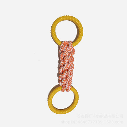 Durable Cotton Rope Dog Tug Toy with Rubber Ring, for Large Dogs