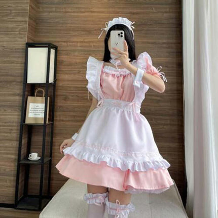 6Pcs Women French Maid Costume, Cute Lolita Anime Cosplay Outfit for Party