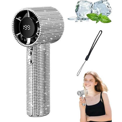 S5 portable handheld LED display turbofan with 199 speed adjustment, mini personal portable small fan