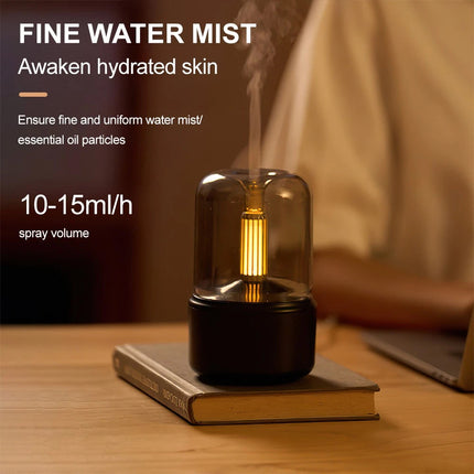 Black Vintage Style USB Plug-In Candlelight Aroma Diffuser and Humidifier 120ml