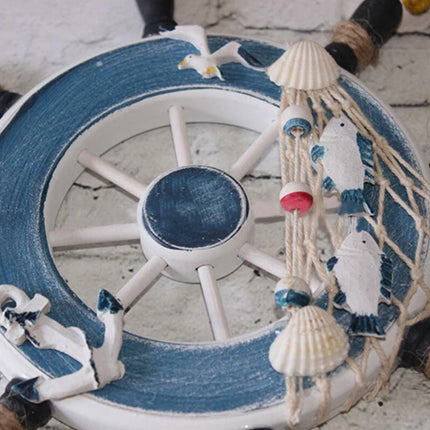 23CM Wooden Ship Wheel - Nautical Boat Steering Wheel, Beach Home Wall Decoration