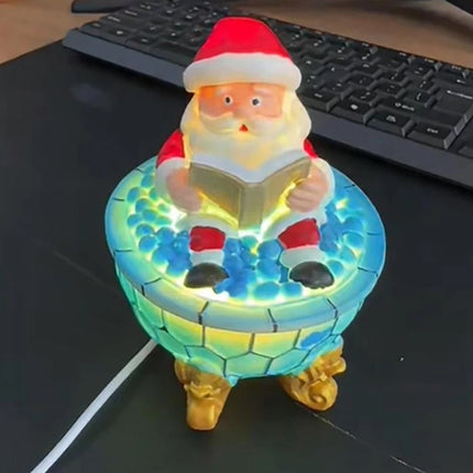 Christmas Santa Bubble Bath Lamp - Cute Santa Reading Books USB LED Decor Lamp