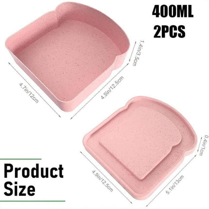 2pcs Reusable Sandwich & Bread Storage Boxes - BPA-Free Lunch Containers for Kitchen Food Storage