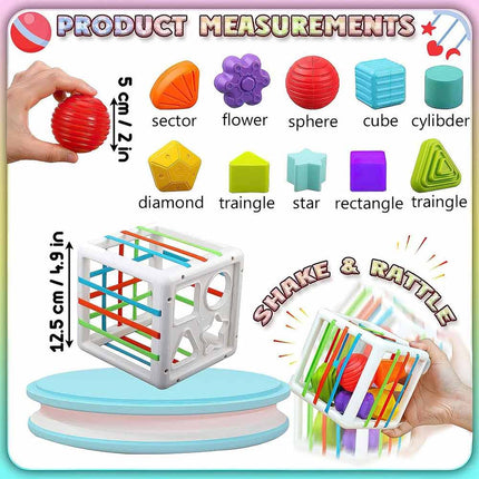 Toddler Montessori Sensory Playset, Educational Shape Sorting Stacking Blocks Baby Learning Toy