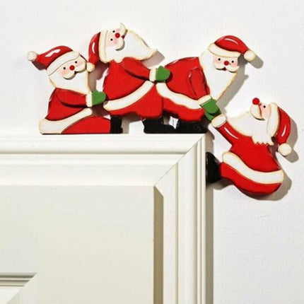 Home Decoration Christmas Door Frame Wooden Adornment Elk Santa Claus  Props