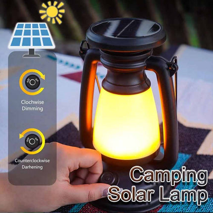 Solar & USB Rechargeable LED Camping Lantern, Outdoor Portable Light for Tent Hiking Camping