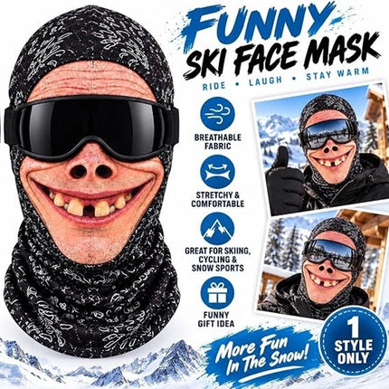 3D Funny Face Balaclava Ski Mask, Winter Windproof Full Face Cover for Motorcycle Cycling Outdoor Sports