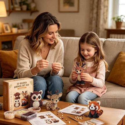 3D Beaded Animal DIY Craft Kit, Cute Animal Bead Embroidery Starter Set, Handmade Beading Project for Adults & Beginners