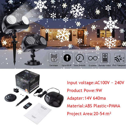 Outdoor LED Christmas Laser Projector – Snowflake Lamp, New Xmas Party Decoration