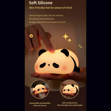 Panda Night Light for Kids Bedroom Cute Animal Silicone Nursery Night Lamp Touch