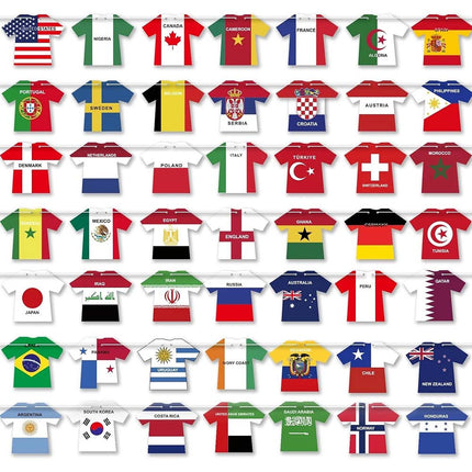 2026 World Cup Football Bunting Banner, 49Pcs Jersey Shape Flags, Sports Event Party Decoration