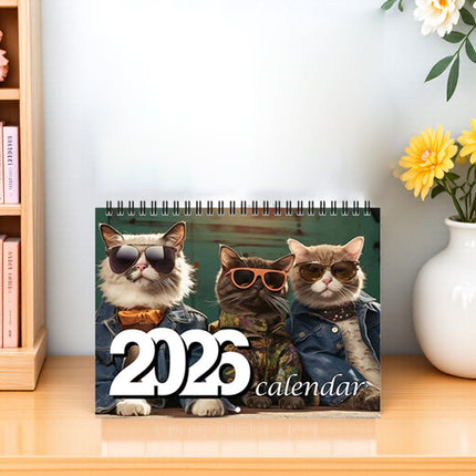 2026 Glasses Kittens Cats Calendar Wall Monthly Planner Family Home Organiser