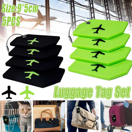 5pcs Luggage Tag Silicone Travel Baggage Suitcase Identity Address Name Label