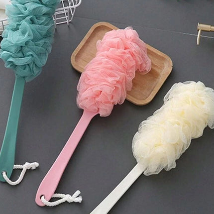Long Handle Bath Brush Soft Mesh Sponge Back Scrubber Body Puff Shower Loofah