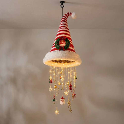 Light‑Up Hanging Santa Hat Ornament, LED Glowing Decoration with Star Tassel for Christmas Xmas Home Decor