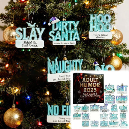 24 Days of Rude & Hilarious Holiday Adult Humor Acrylic Sea Glass Advent Calendar
