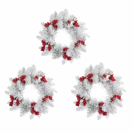 1 Pack Christmas Snow‑Dusted Red Berry Candle Ring Wreath, Table Centrepiece Ornament