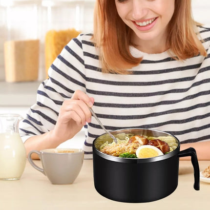 1200ml Large Capacity Instant Noodle Bowl – Black Microwaveable Ramen Cooker