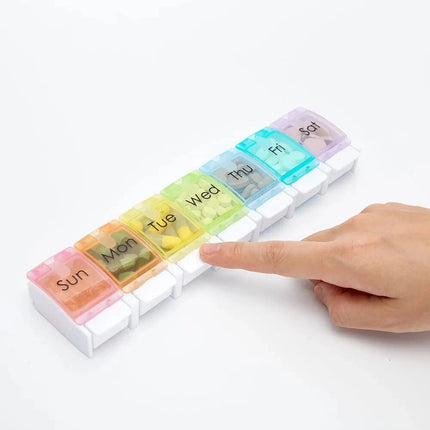 7‑Day Pill & Tablet Sorter Weekly Medicine Storage Box with Easy Push‑Button Design