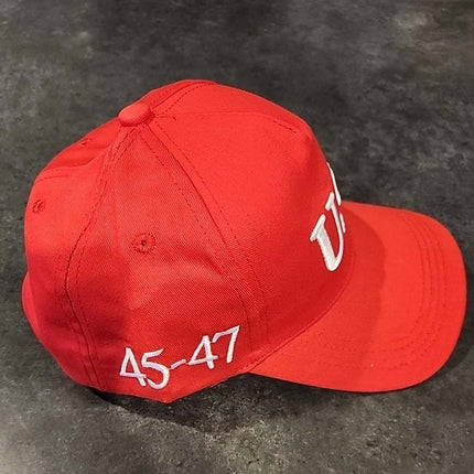 Patriotic USA 45–47 Embroidered Adjustable Baseball Cap Red  Unisex Hat for Outdoor & Casual Wear