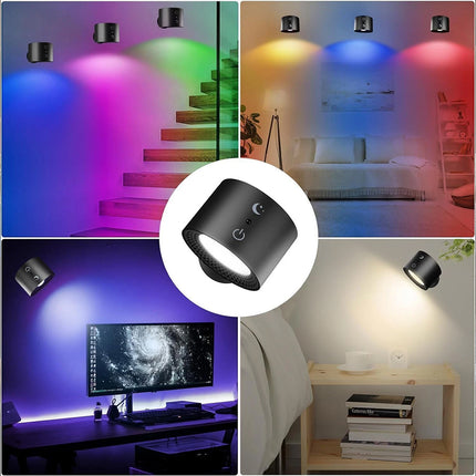 Rechargeable RGB LED Wall Sconce Lights, Magnetic Wall Mounted Night Lamp with Remote Control