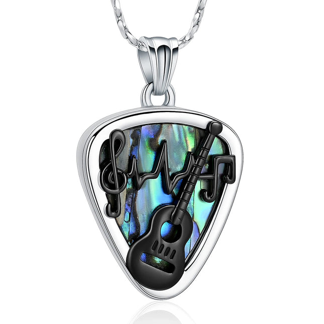 3PCS Abalone Shell Guitar Pick Ashes Urn Necklace - Music-Themed Memorial Pendant