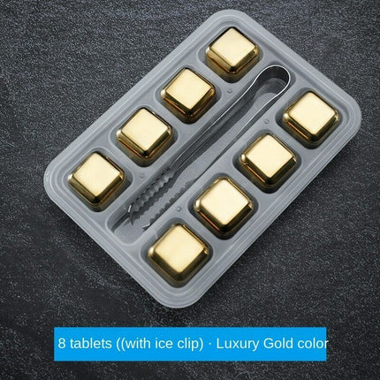 Stainless Steel Ice Cubes Chilling Stones Rocks Reusable with Tong for Whiskey