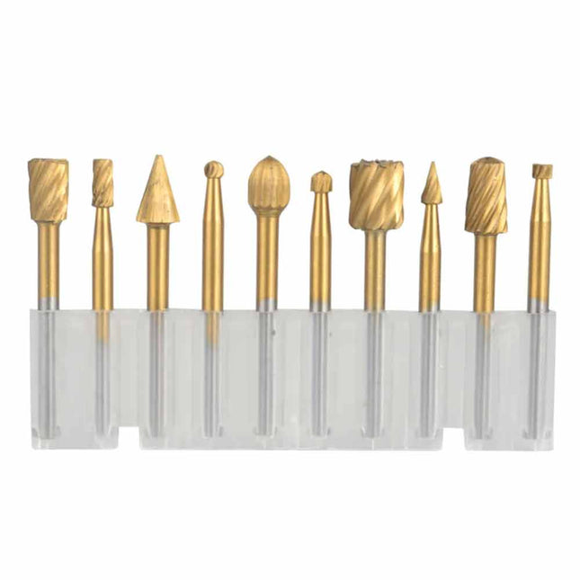 10Pcs HSS Routing Wood Carving Tools Rotary Drill File Router Bit For Dremel