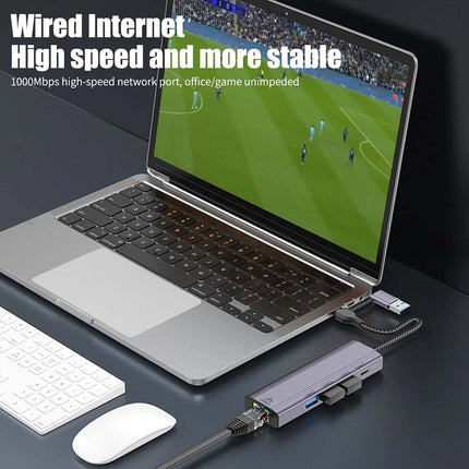 1000Mbps 5-in-2 Type-C to USB 3.0 Ethernet RJ45 LAN Gigabit Adapter