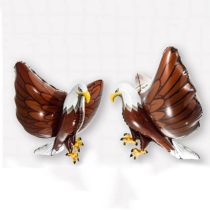 2Pcs Giant 3D Eagle Hawk Foil Balloons, Self Seal, Helium or Air Inflatable for Zoo Theme Birthday Party Decorations
