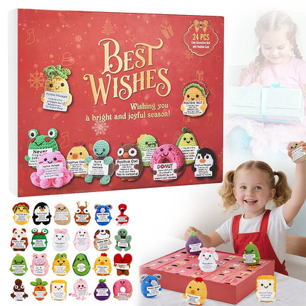 2D Acrylic Advent Calendar: 24 Positive Crochet Animals Xmas Countdown Gift