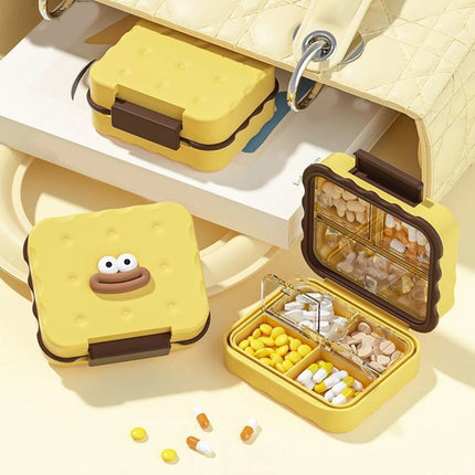 Cute 7-Compartment Pill Box Waterproof, Damp-Proof Mini Travel Pill Case