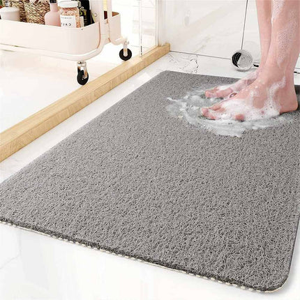 Grey Rectangular Loofah Shower Mat, 60×40cm Non Slip Quick Dry Bath Mat, Super Absorbent Anti-Mould Bathroom Floor Mat for Shower Stall