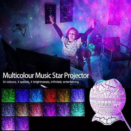 Dinosaur Egg Galaxy Star Projector Starry Light with Wireless Music Player