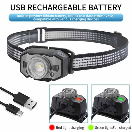 90000LM Sensor LED Headlamp Head Torch Rechargeable Zoom Headlight Light Lamp