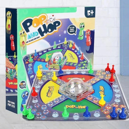 Pop and Hop Dice Board Game, Classic Ludo Family Game for 2-4 Players Interactive Tabletop Toy