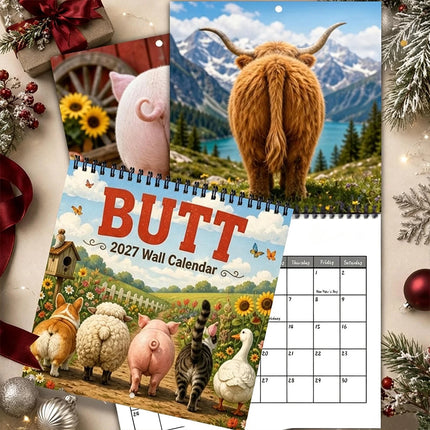 2027 Funny Animal Butts Wall‑Hanging Calendar, Hilarious Novelty Gag Gift