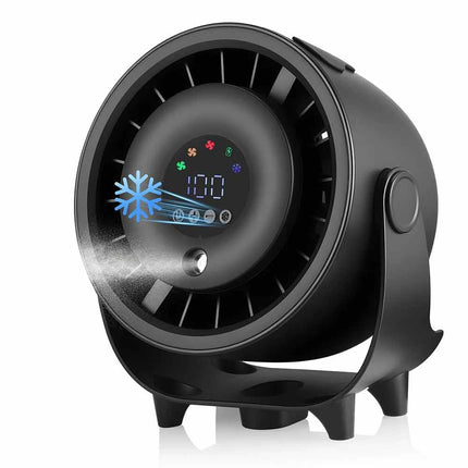 Rechargeable Misting Desk Cooling Fan 6000mAh USB Portable Desktop Fan Black
