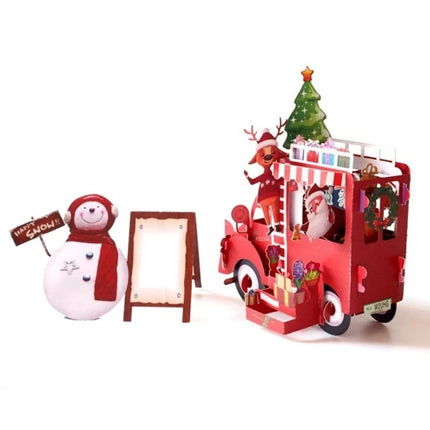 3D Pop Up Christmas Greeting Card, Santa & Snowman Holiday Card