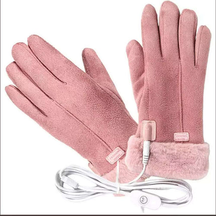 USB Plug-in Heated Gloves Hand Warmer Women Hands Ladies Winter Gloves