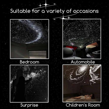 360° Galaxy Projector Night Light USB Lamp 3 Films 15 Projection Patterns