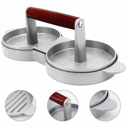 Double Burger Press Hamburger Maker Non-Stick Aluminum Beef Patty Mold for BBQ