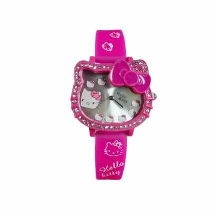 Girls Cute Cartoon Quartz Watch Pink Adjustable Strap Wristwatch Gift